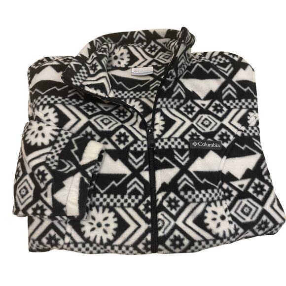Columbia Women’s M Mount Cannon Printed Fleece Jacket | Black White Aztec NWT - Picture 3 of 9